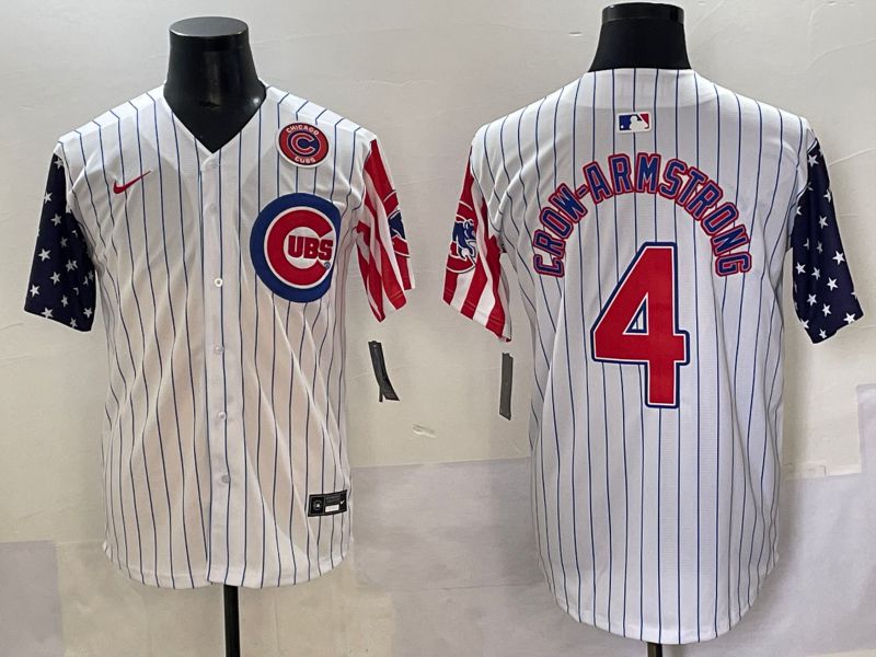 Men 2025 Chicago Cubs #4 Crow-Armstrong White Stripe a generation of national flags Joint Name Nike MLB Jersey style 5